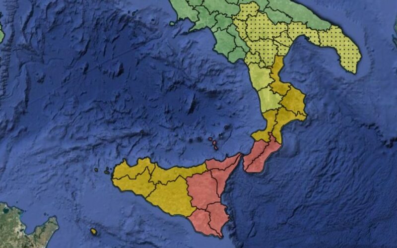 Allerta rossa idraulica e idrogeologica lunedì 25 ottobre in Calabria e in Sicilia